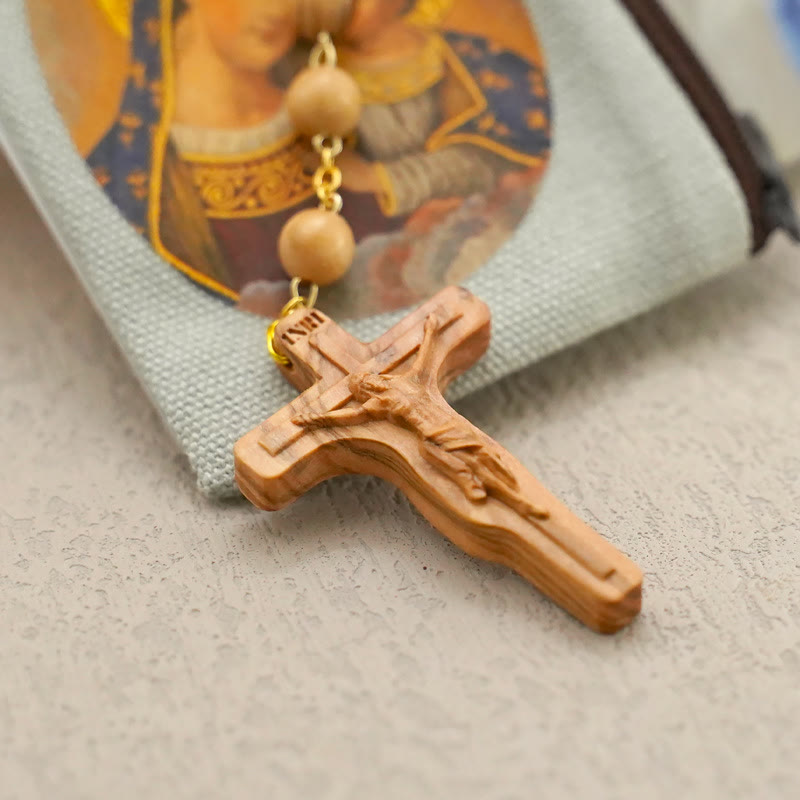 AMUSOUL Quality Handmade Olive/Rosewood/Ebony Beads Prayer Rosary