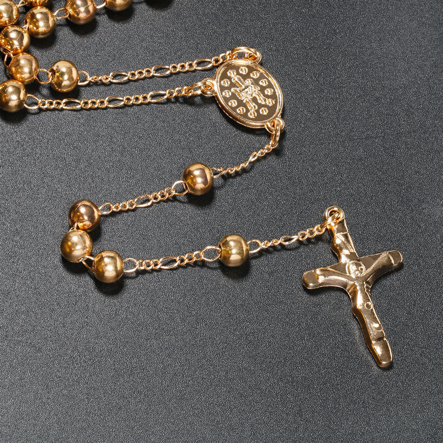 AMUSOUL Christian Virgin Mary Long Chain Jesus Cross Religion Rosary