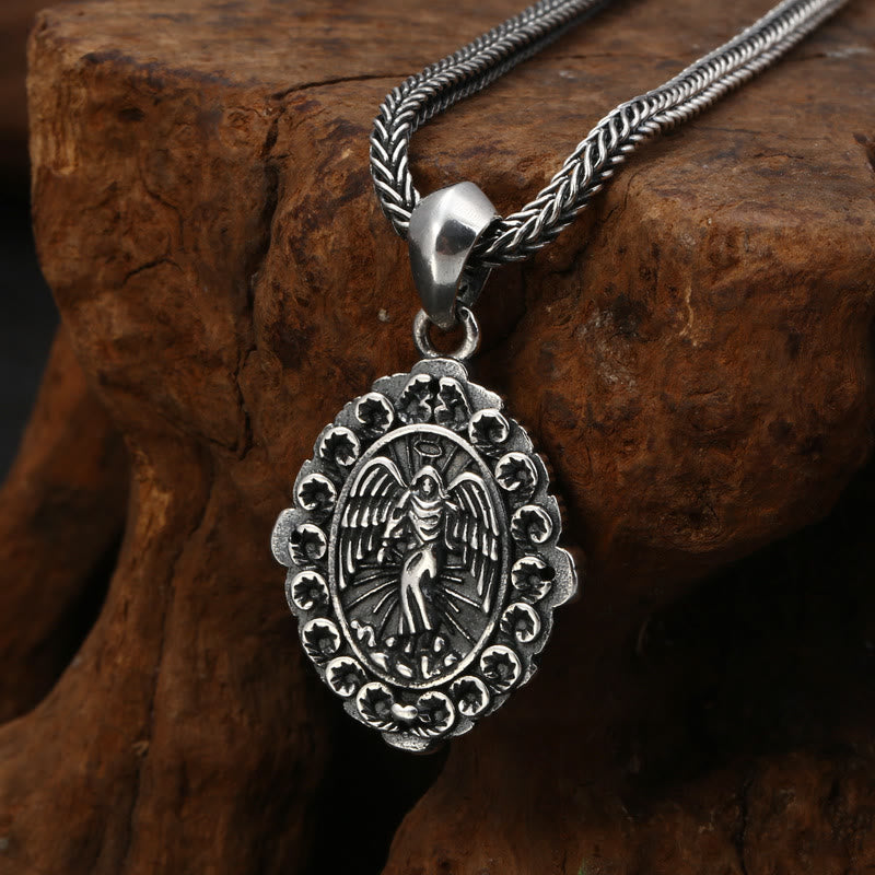 AMUSOUL Sterling Silver Classic Style Our Lady of Guadalupe & St. Michael Pendant Necklace