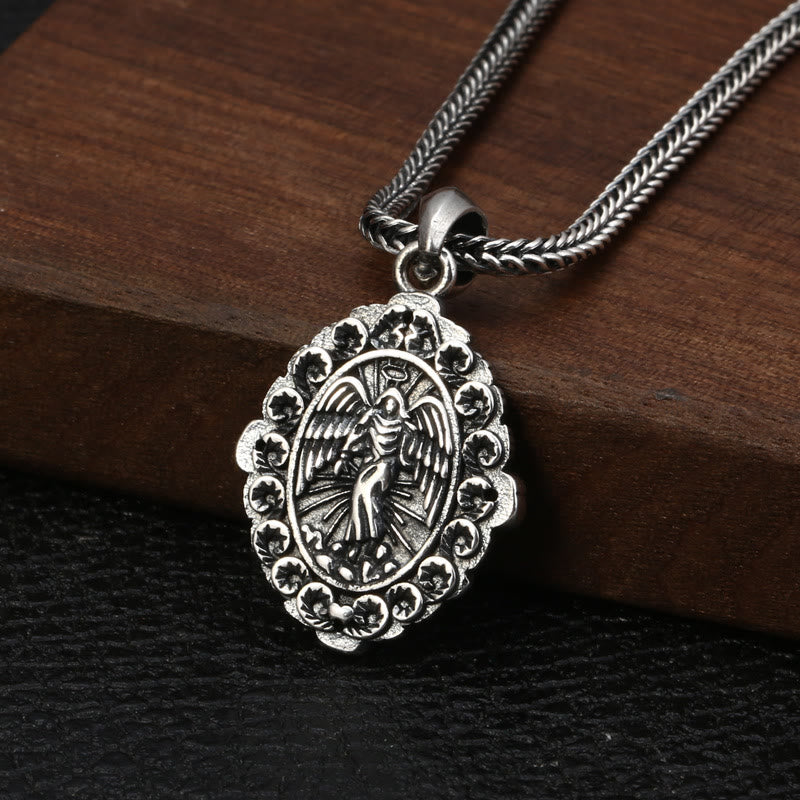 AMUSOUL Sterling Silver Classic Style Our Lady of Guadalupe & St. Michael Pendant Necklace