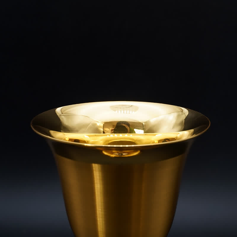 AMUSOUL Exquisite Gold-Tone Cross-Adorned Chalice and Pyx - Divine Vessels for Sacred Communion