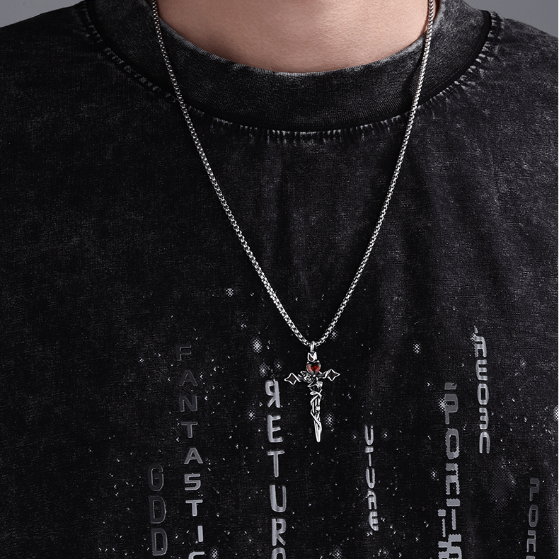AMUSOUL 99 Sterling Silver 2colors Thorn Rose Crucifix Necklace: A Fusion of Gothic Elegance and Dark Romance