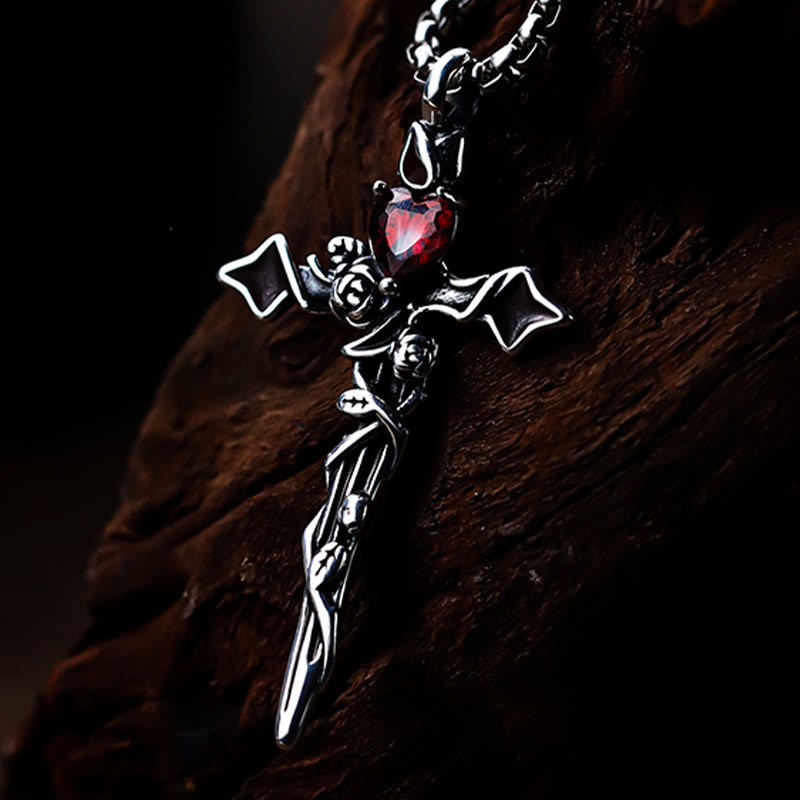 AMUSOUL 99 Sterling Silver 2colors Thorn Rose Crucifix Necklace: A Fusion of Gothic Elegance and Dark Romance