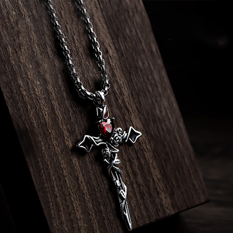 AMUSOUL 99 Sterling Silver 2colors Thorn Rose Crucifix Necklace: A Fusion of Gothic Elegance and Dark Romance