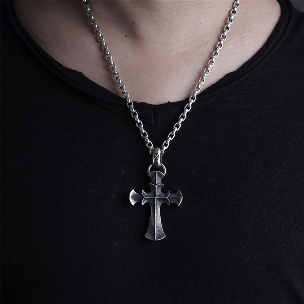 AMUSOUL 925 Sterling Silver Vintage Cross with Crown Necklace: A Timeless Token of Religious Devotion
