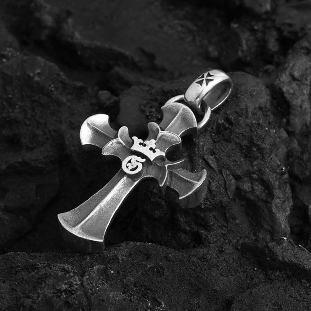 AMUSOUL 925 Sterling Silver Vintage Cross with Crown Necklace: A Timeless Token of Religious Devotion