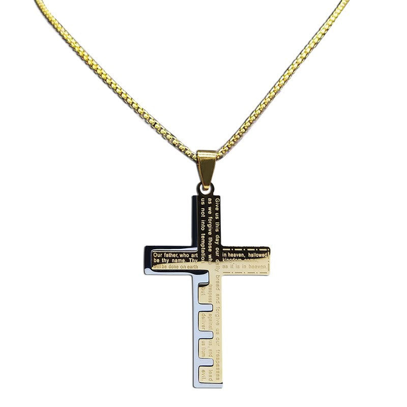 AMUSOUL Modern Tri-Color Lord's Prayer Cross Necklace: A Timeless Symbol of Holy