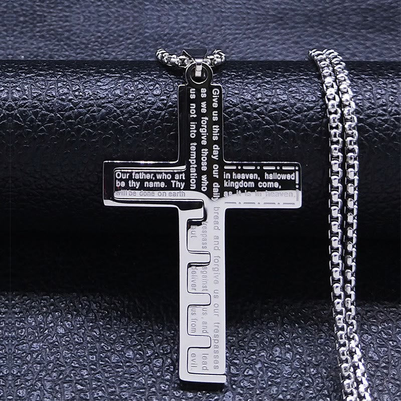 AMUSOUL Modern Tri-Color Lord's Prayer Cross Necklace: A Timeless Symbol of Holy