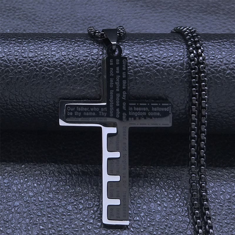 AMUSOUL Modern Tri-Color Lord's Prayer Cross Necklace: A Timeless Symbol of Holy