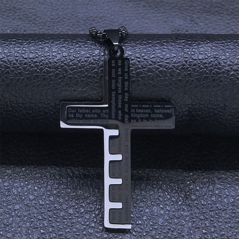 AMUSOUL Modern Tri-Color Lord's Prayer Cross Necklace: A Timeless Symbol of Holy