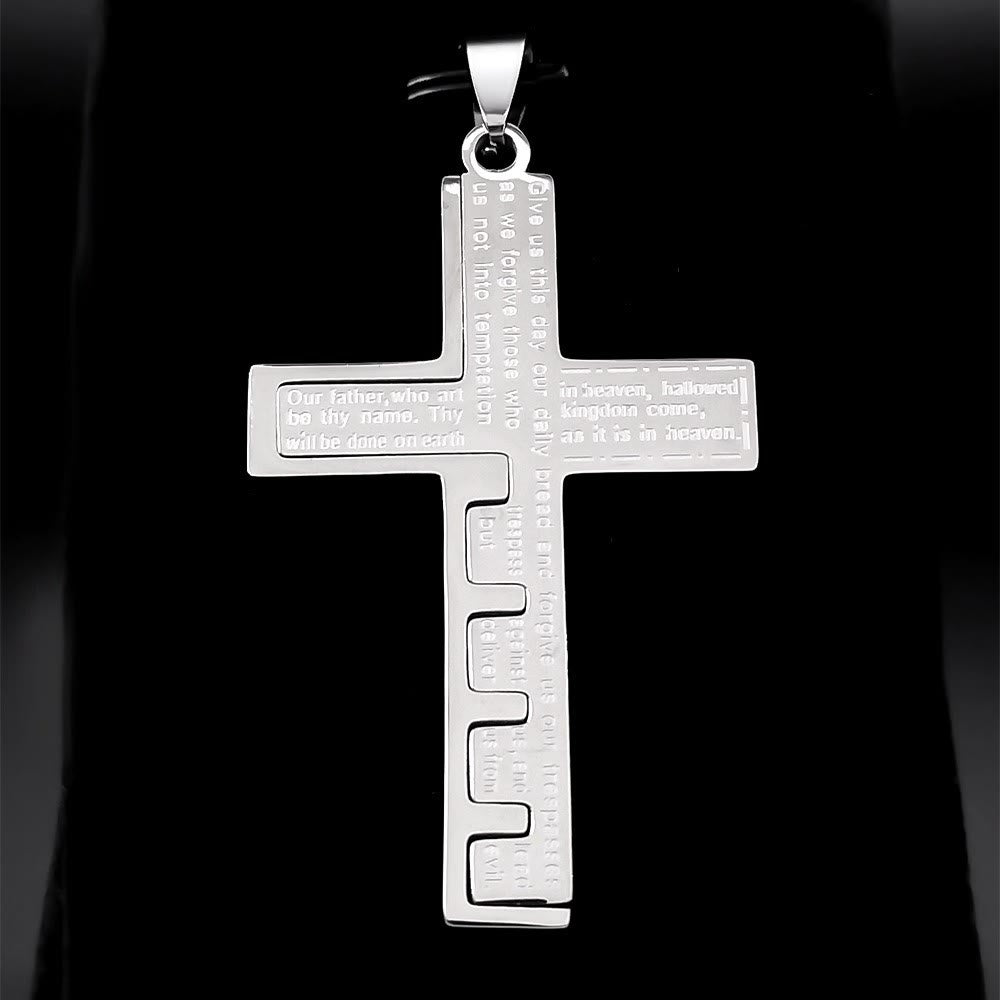 AMUSOUL Modern Tri-Color Lord's Prayer Cross Necklace: A Timeless Symbol of Holy