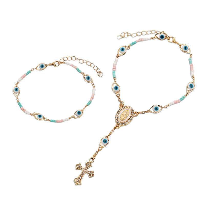 AMUSOUL Our Lady of the Cross Bracelet/Car Rosary for Rearview Mirror