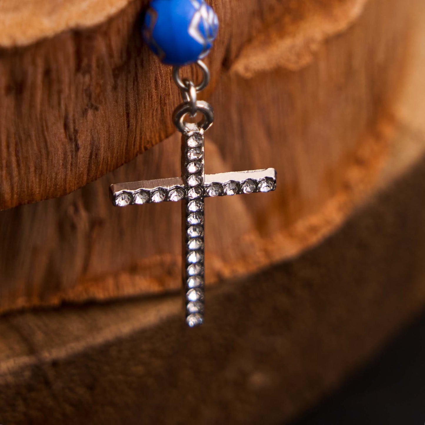AMUSOUL Rose Beads Cross Our Lady Of Guadalupe Bracelet Rosary