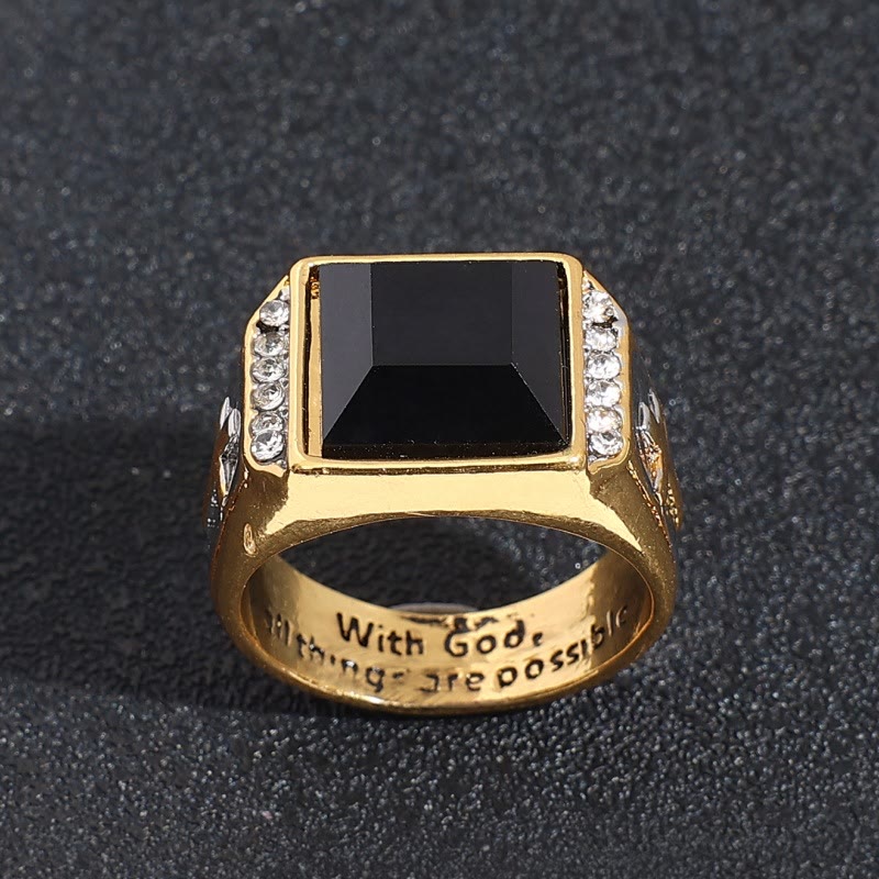 AMUSOUL Faith Two Tone Plated Cross Ring - With God All Things Are Possible