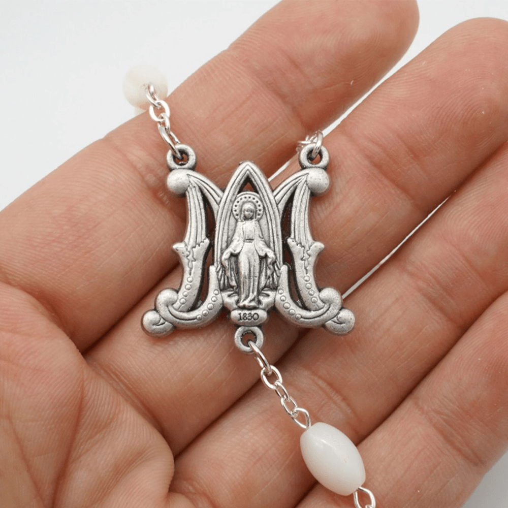 AMUSOUL Blessed Virgin Mary: Catholic Mother-of-Pearl Rosary