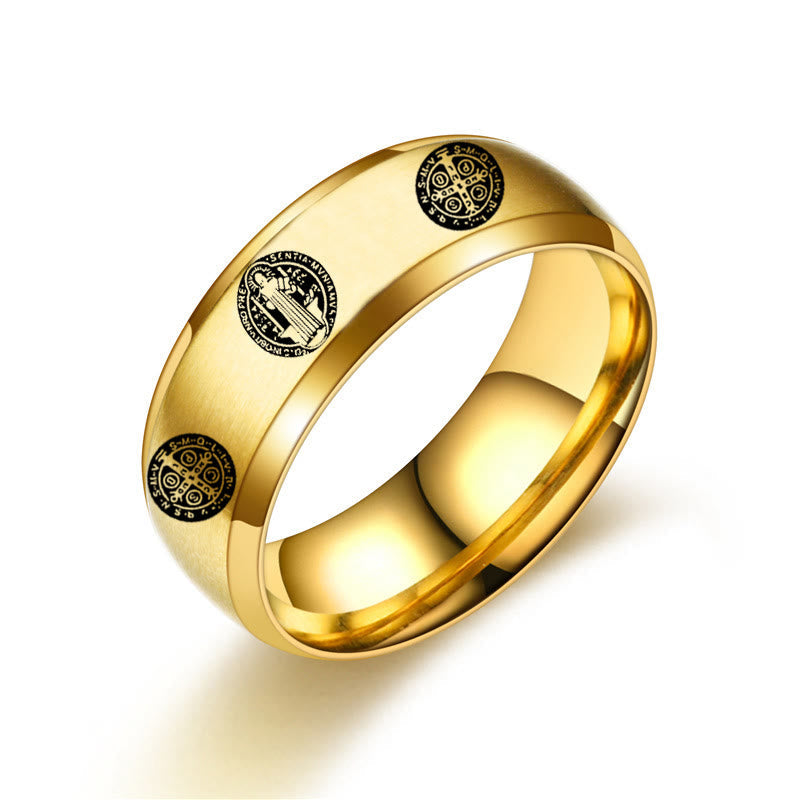 AMUSOUL Religion St. Benedict Titanium Ring
