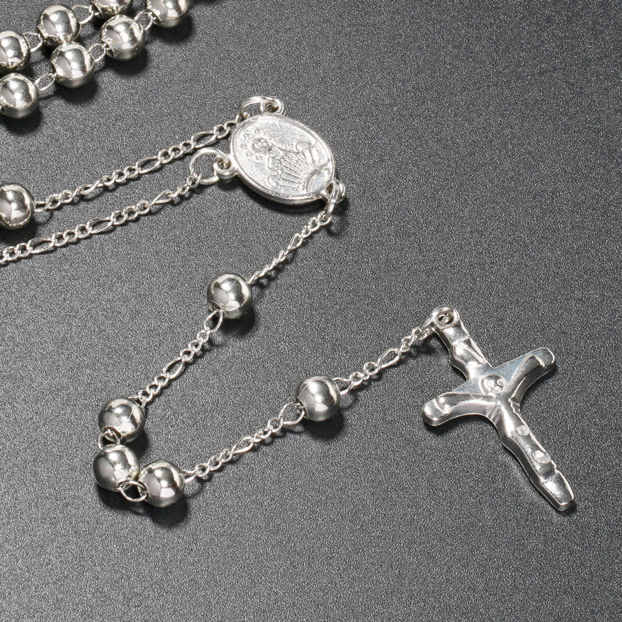 AMUSOUL Christian Virgin Mary Long Chain Jesus Cross Religion Rosary