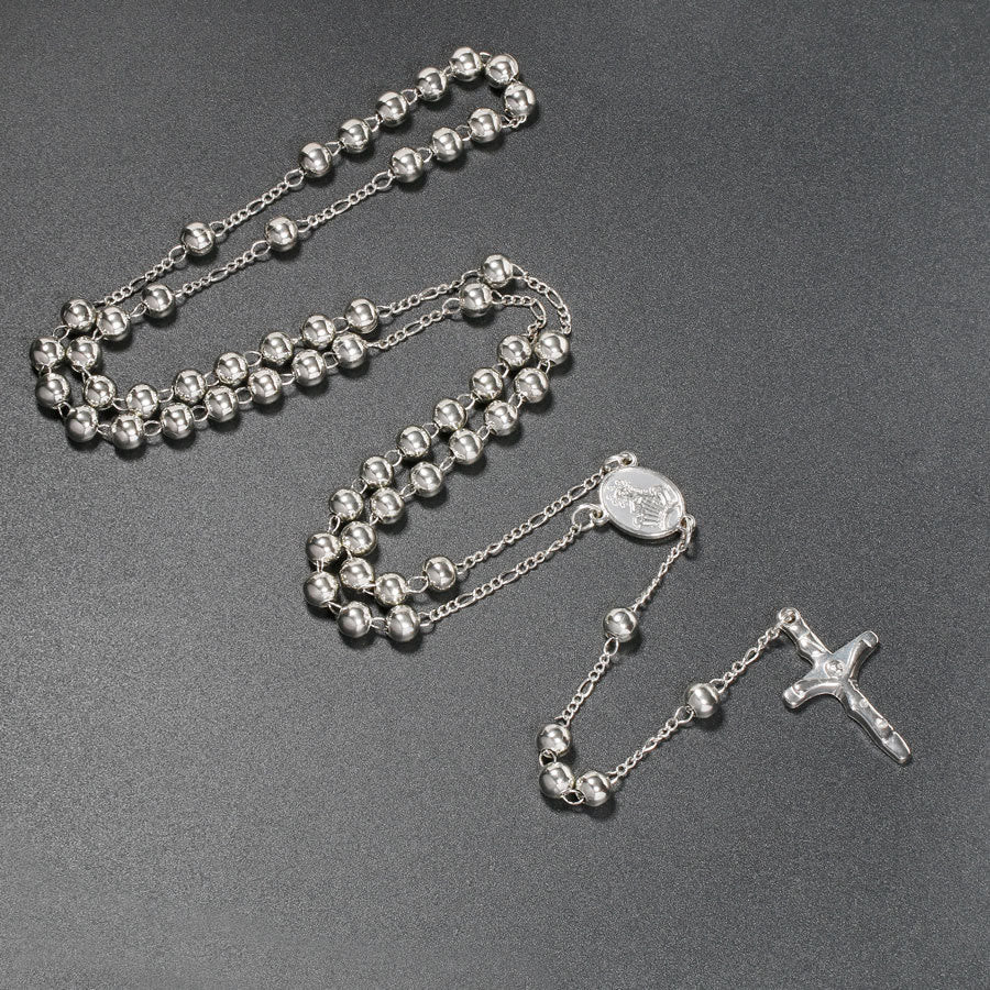 AMUSOUL Christian Virgin Mary Long Chain Jesus Cross Religion Rosary