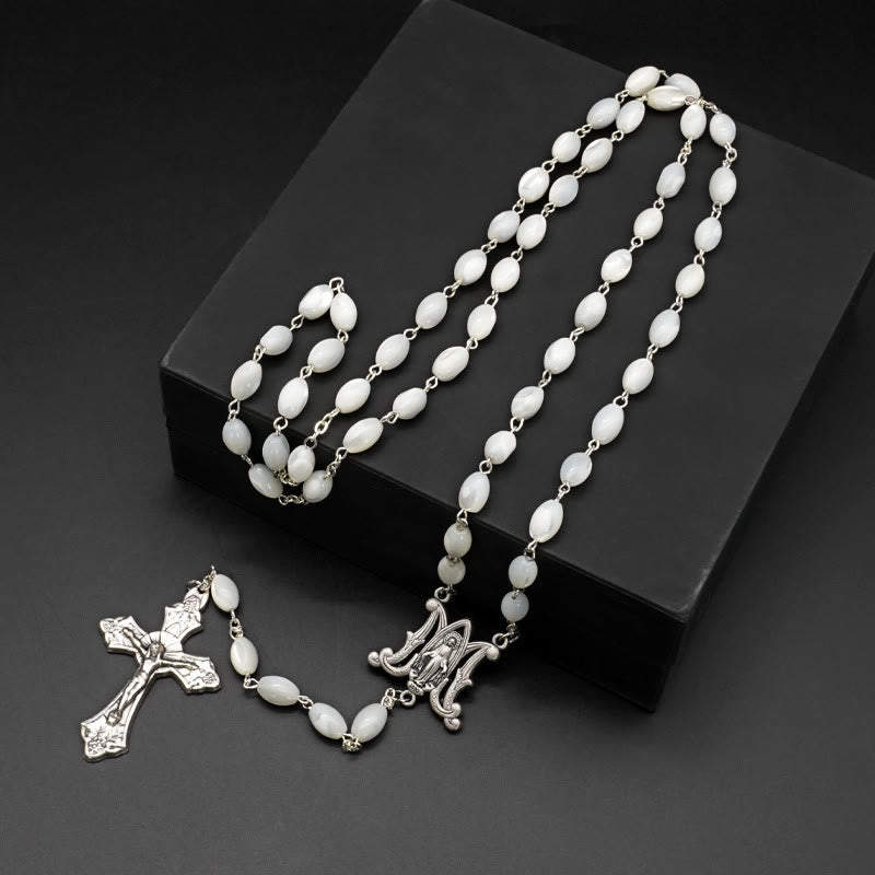 AMUSOUL Blessed Virgin Mary: Catholic Mother-of-Pearl Rosary