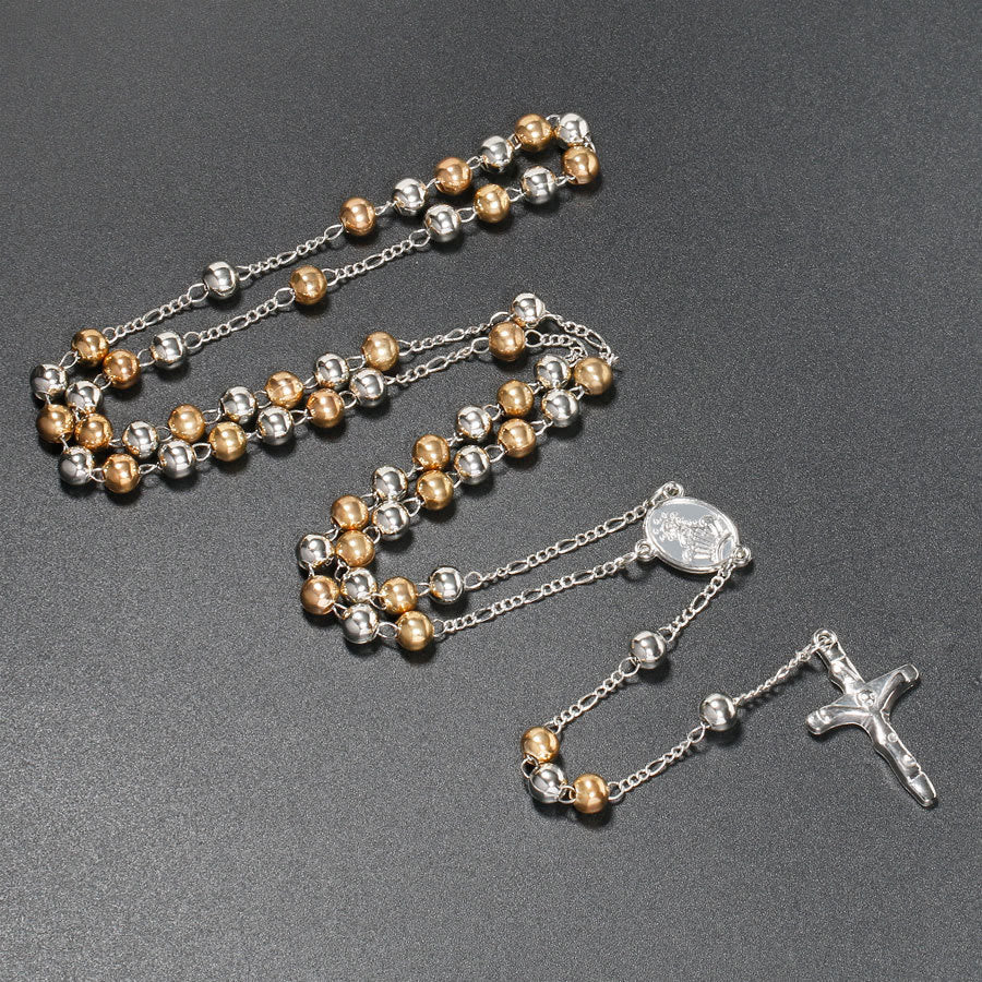 AMUSOUL Christian Virgin Mary Long Chain Jesus Cross Religion Rosary