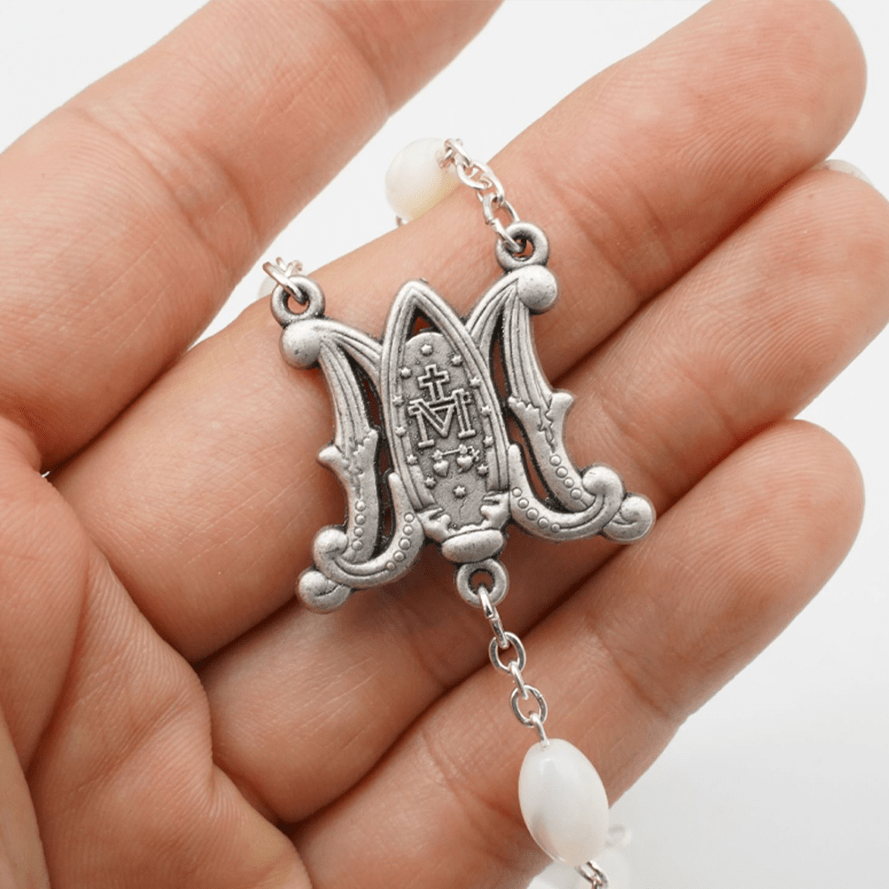 AMUSOUL Blessed Virgin Mary: Catholic Mother-of-Pearl Rosary