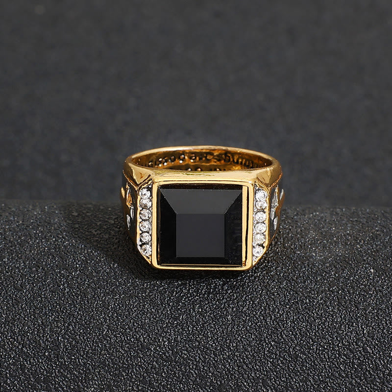 AMUSOUL Faith Two Tone Plated Cross Ring - With God All Things Are Possible
