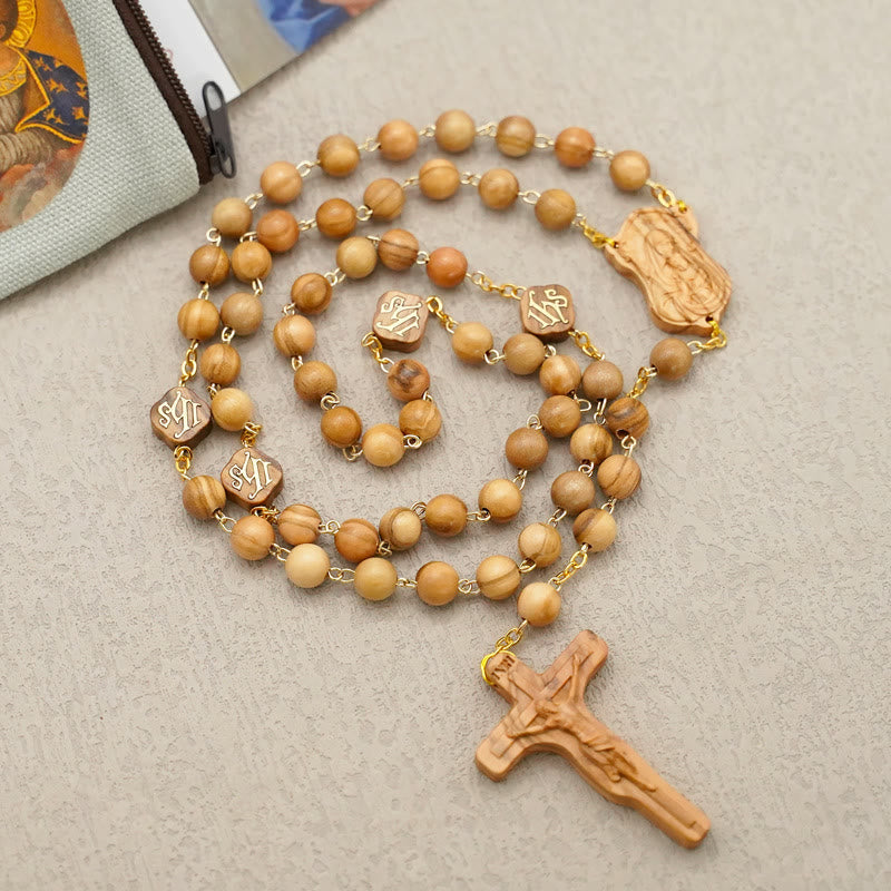 AMUSOUL Quality Handmade Olive/Rosewood/Ebony Beads Prayer Rosary