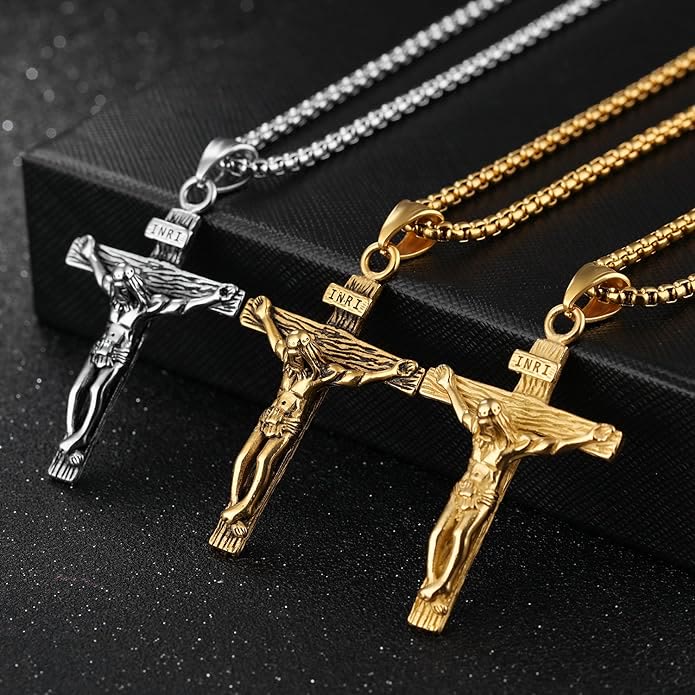 AMUSOUL Jewelry Crucifix Pendant Charm Necklace