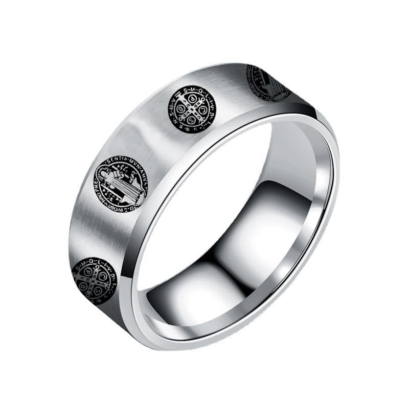 AMUSOUL Religion St. Benedict Titanium Ring