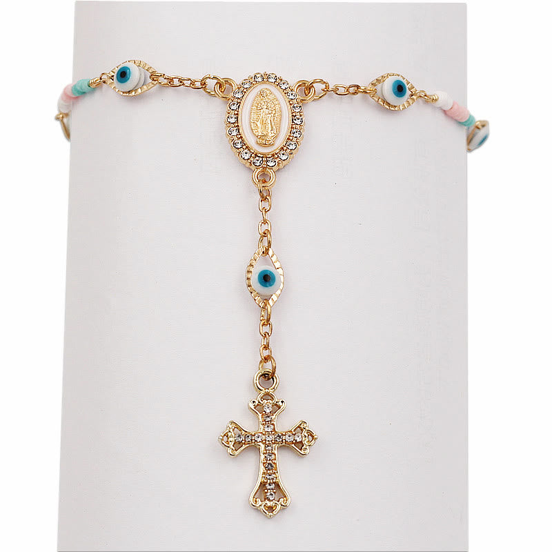 AMUSOUL Our Lady of the Cross Bracelet/Car Rosary for Rearview Mirror