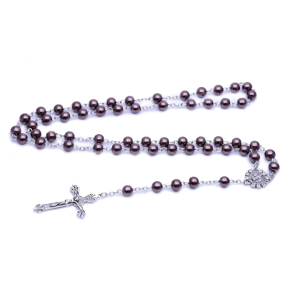 AMUSOUL Brown Pearl Catholic Blessing Rosary