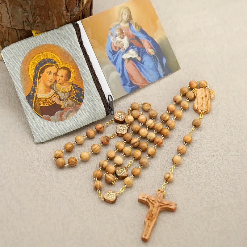 AMUSOUL Quality Handmade Olive/Rosewood/Ebony Beads Prayer Rosary
