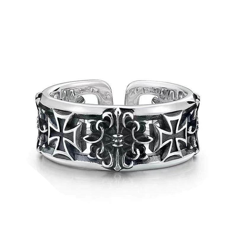 AMUSOUL Classic Cross Signet Ring – Symbol of Strength and Devotion