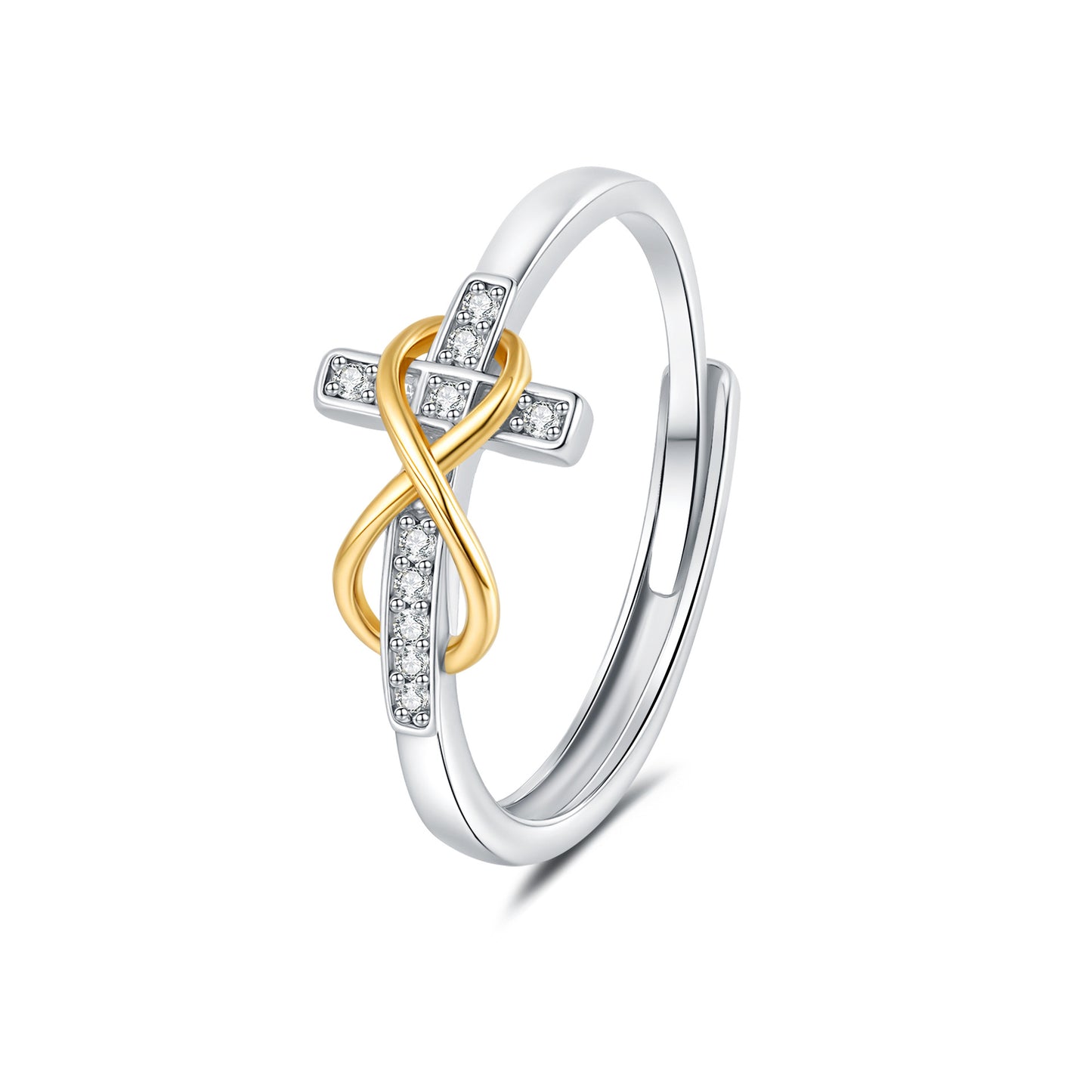 AMUSOUL Grace & Light Cross Ring – Dual-Tone Faith-Inspired Band