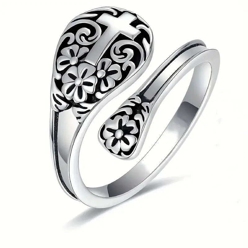 AMUSOUL "Cross of Grace" Adjustable Vintage Ring – Wear Your Faith Daily