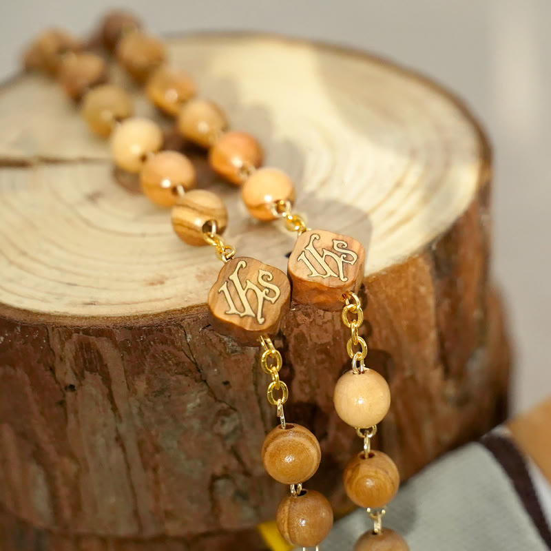 AMUSOUL Quality Handmade Olive/Rosewood/Ebony Beads Prayer Rosary