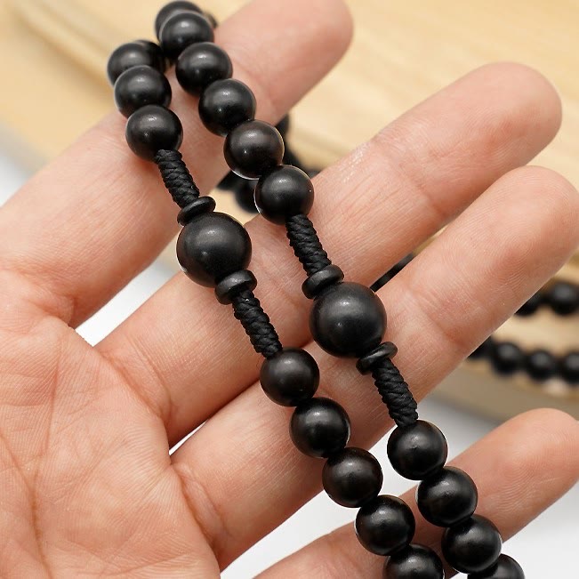 AMUSOUL Olive Wood Beads Fifteen Decade Praying Rosary of the Blessed