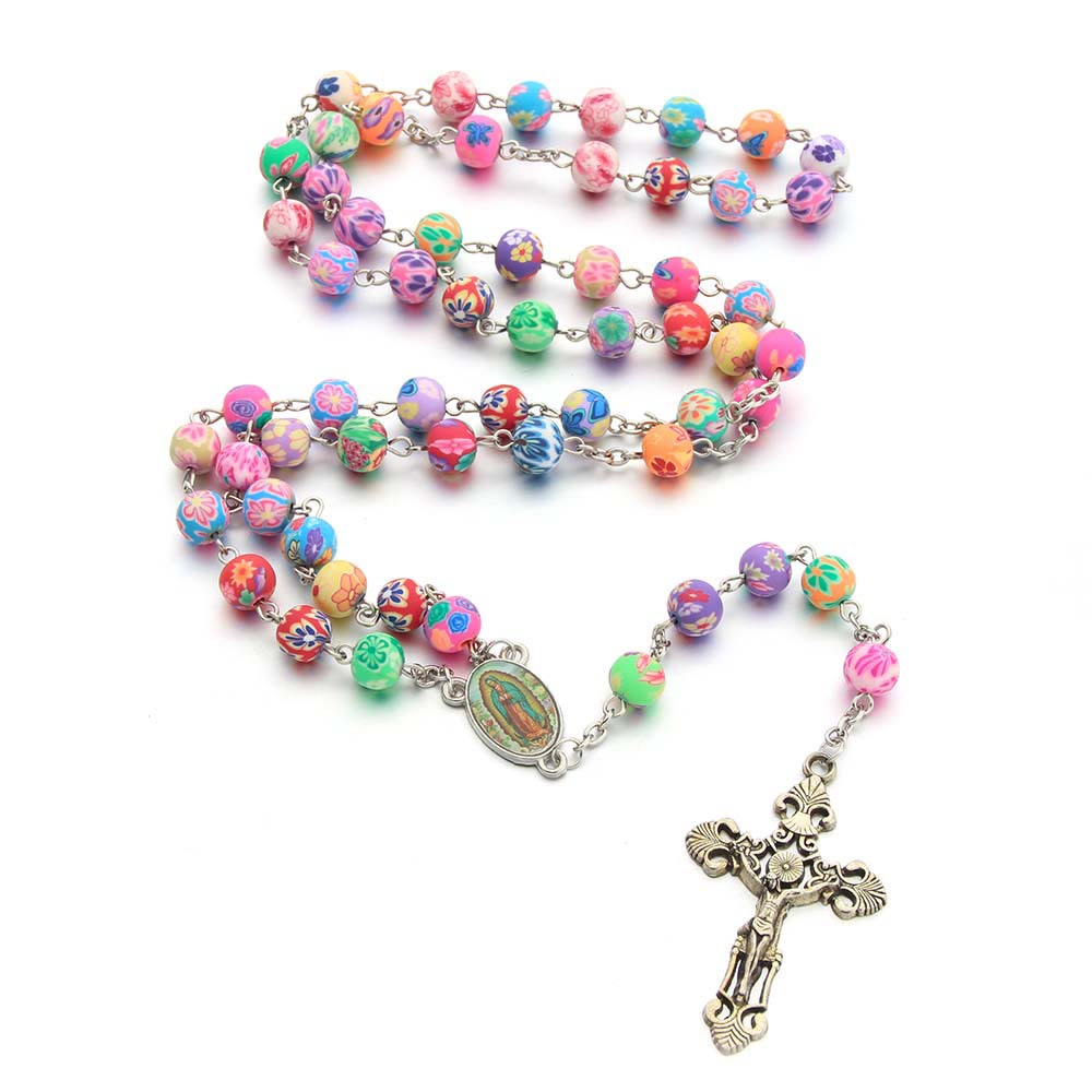 AMUSOUL Christian Cross Catholic Multi Coloured Rosary