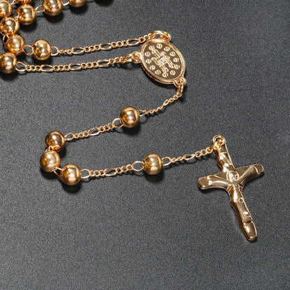 AMUSOUL Christian Virgin Mary Long Chain Jesus Cross Religion Rosary