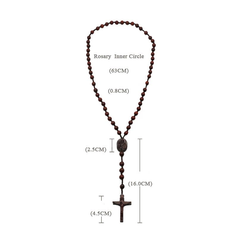 AMUSOUL Olive Wood Beads Crucifix Prayer Rosary