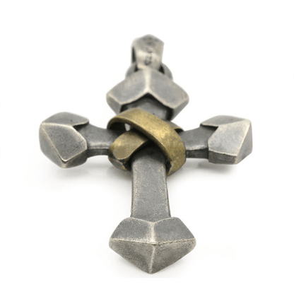 AMUSOUL 925 Sterling Silver Retro Style Heavy Metal Cross Pendant Necklace