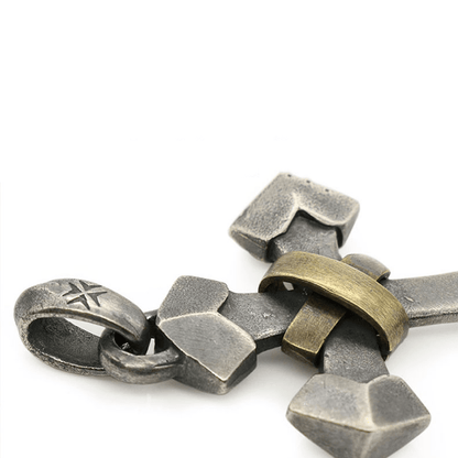 AMUSOUL 925 Sterling Silver Retro Style Heavy Metal Cross Pendant Necklace