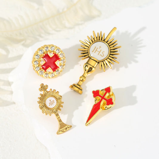 AMUSOUL  4pcs/set Retro Fresh Style Anti-exposure Pin Fashion Religion Brooch