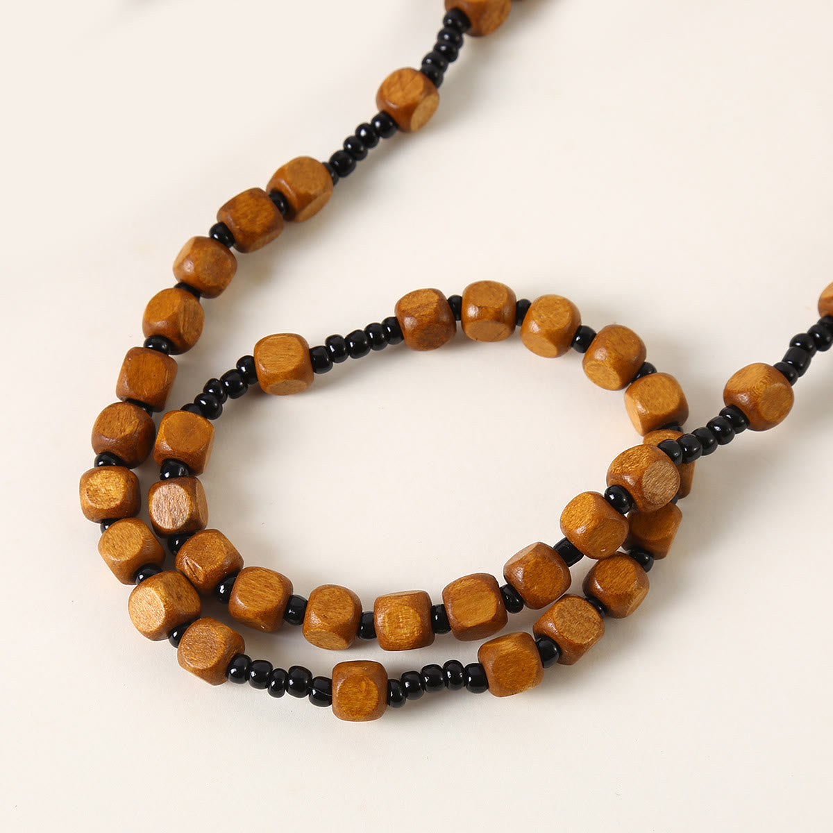 AMUSOUL Crucifix of 8 mm Square Multicolor Wood Nylon Cord Rosary(3 COLOR)