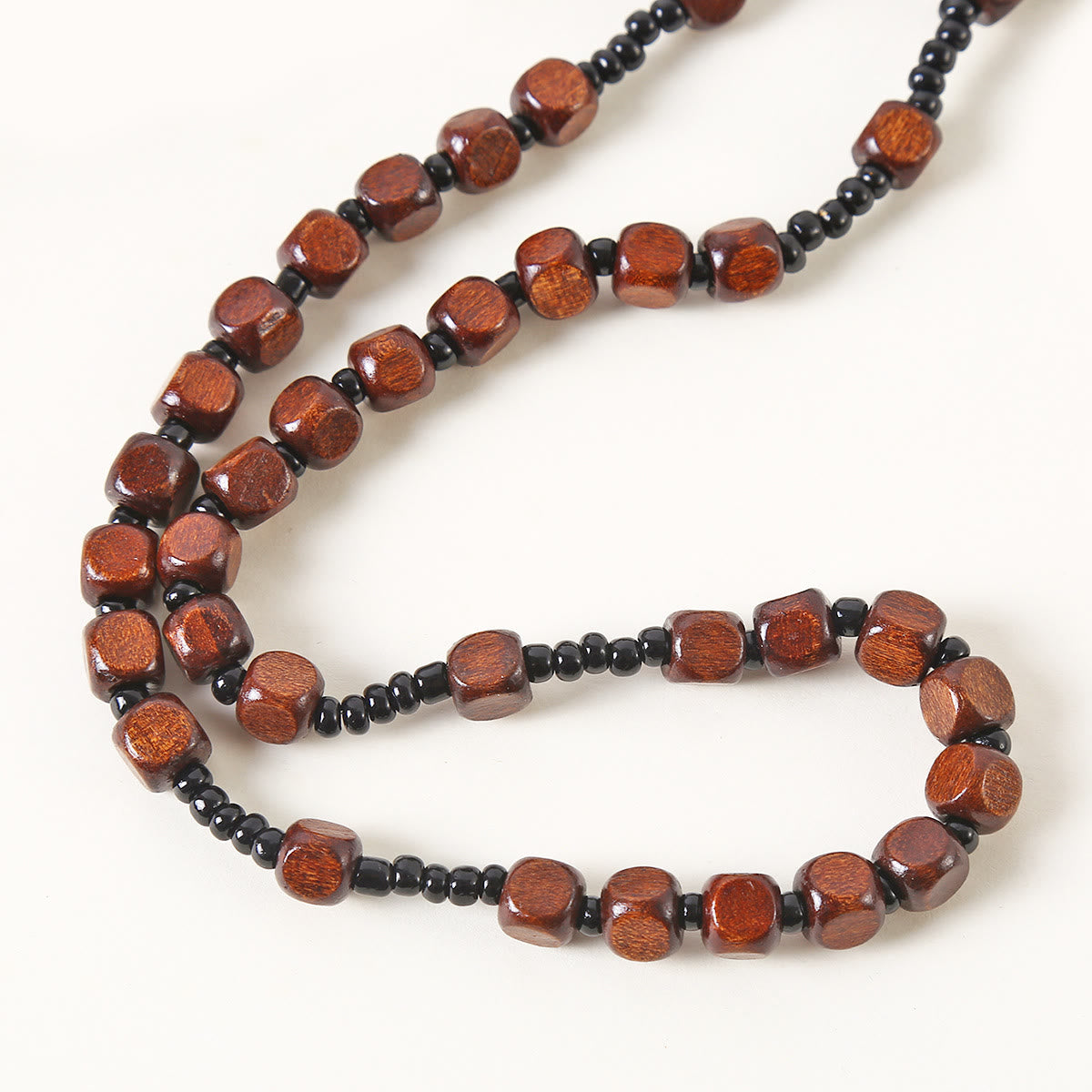 AMUSOUL Crucifix of 8 mm Square Multicolor Wood Nylon Cord Rosary(3 COLOR)