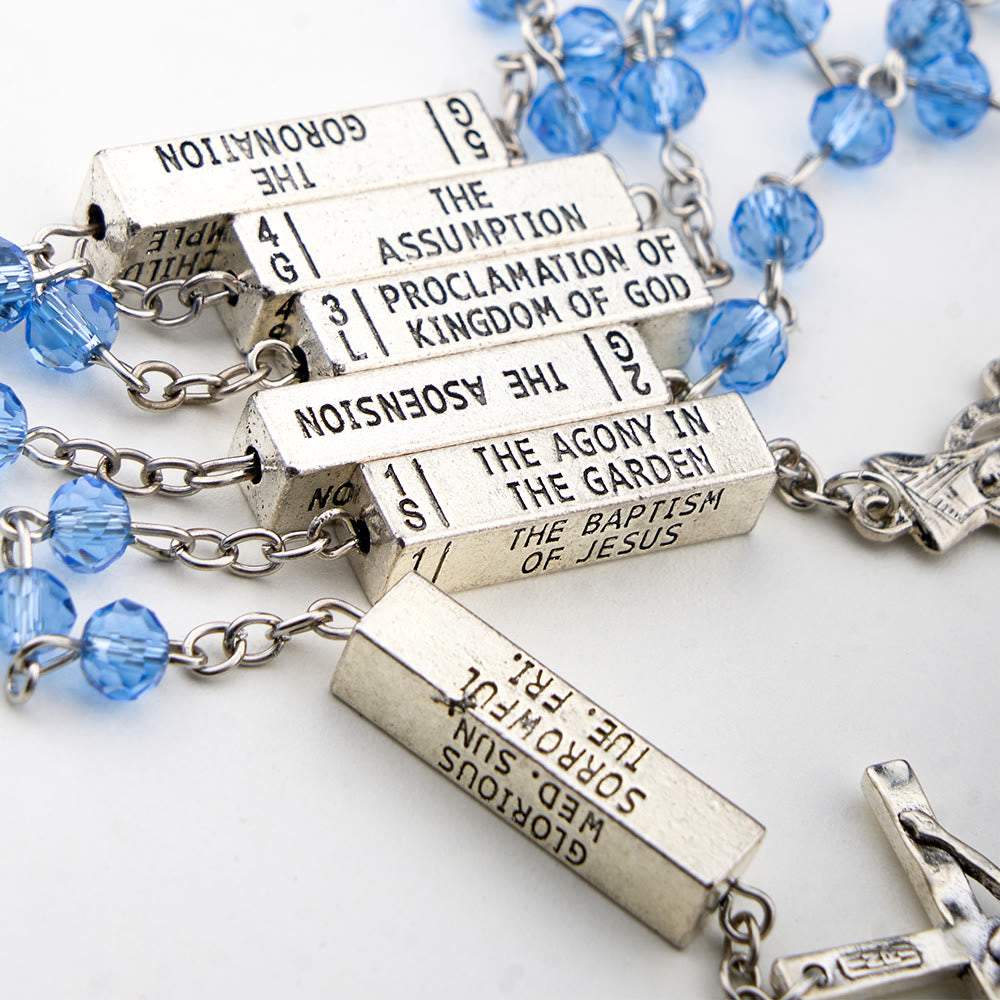 AMUSOUL The Mysteries Rosary Engraved Mystery Bar