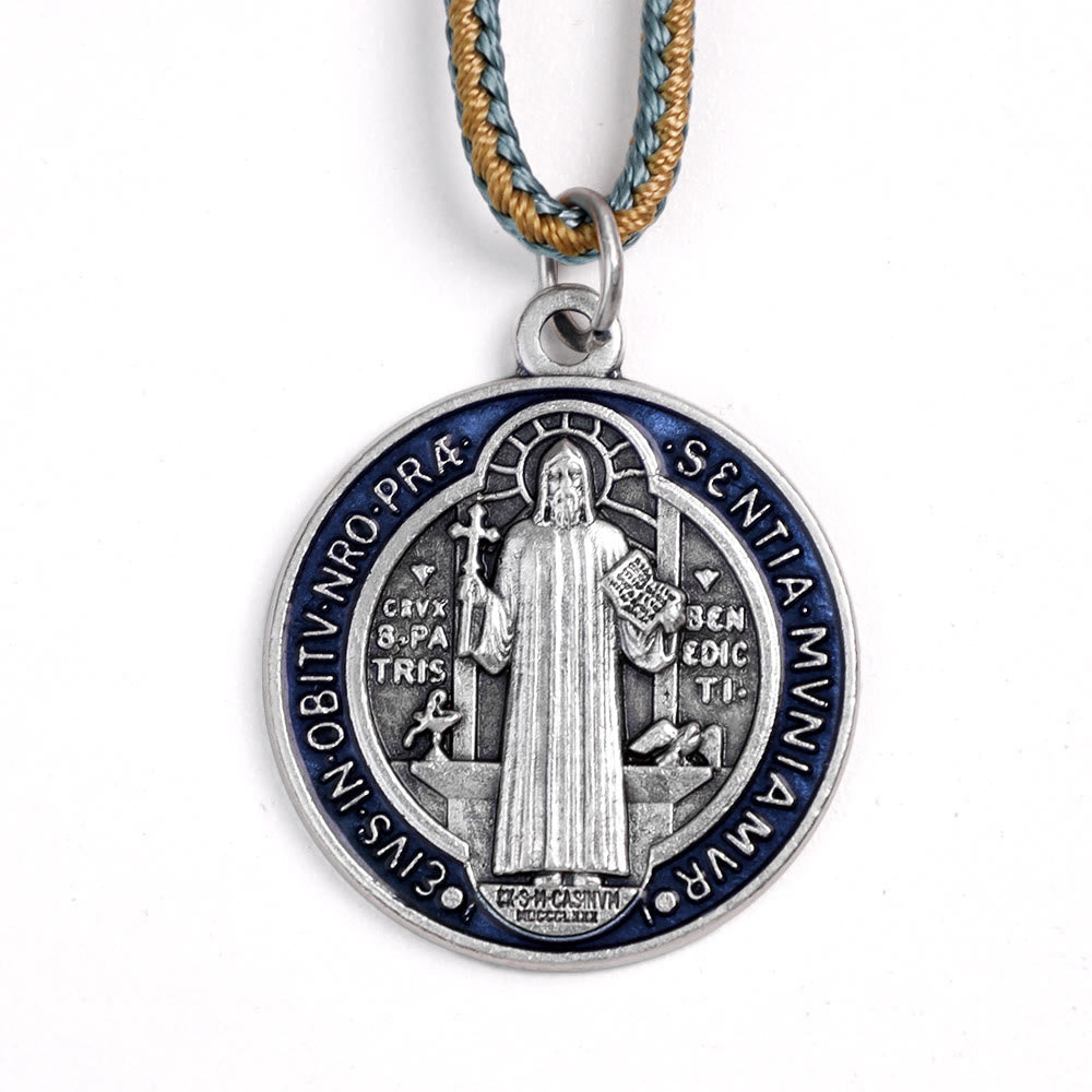 AMUSOUL Olive Wood Saint Benedict Medal Decade Rosary
