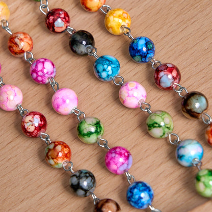AMUSOUL  Assumption of Our Lady & Crucifix of 8 mm Round Multicolor Acrylic Alloy Chain Rosary