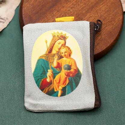 AMUSOUL Retro Classic Style Jesus & Our Lady Colorful Holy Saint Icon Jewelry Pouches Storage Bag