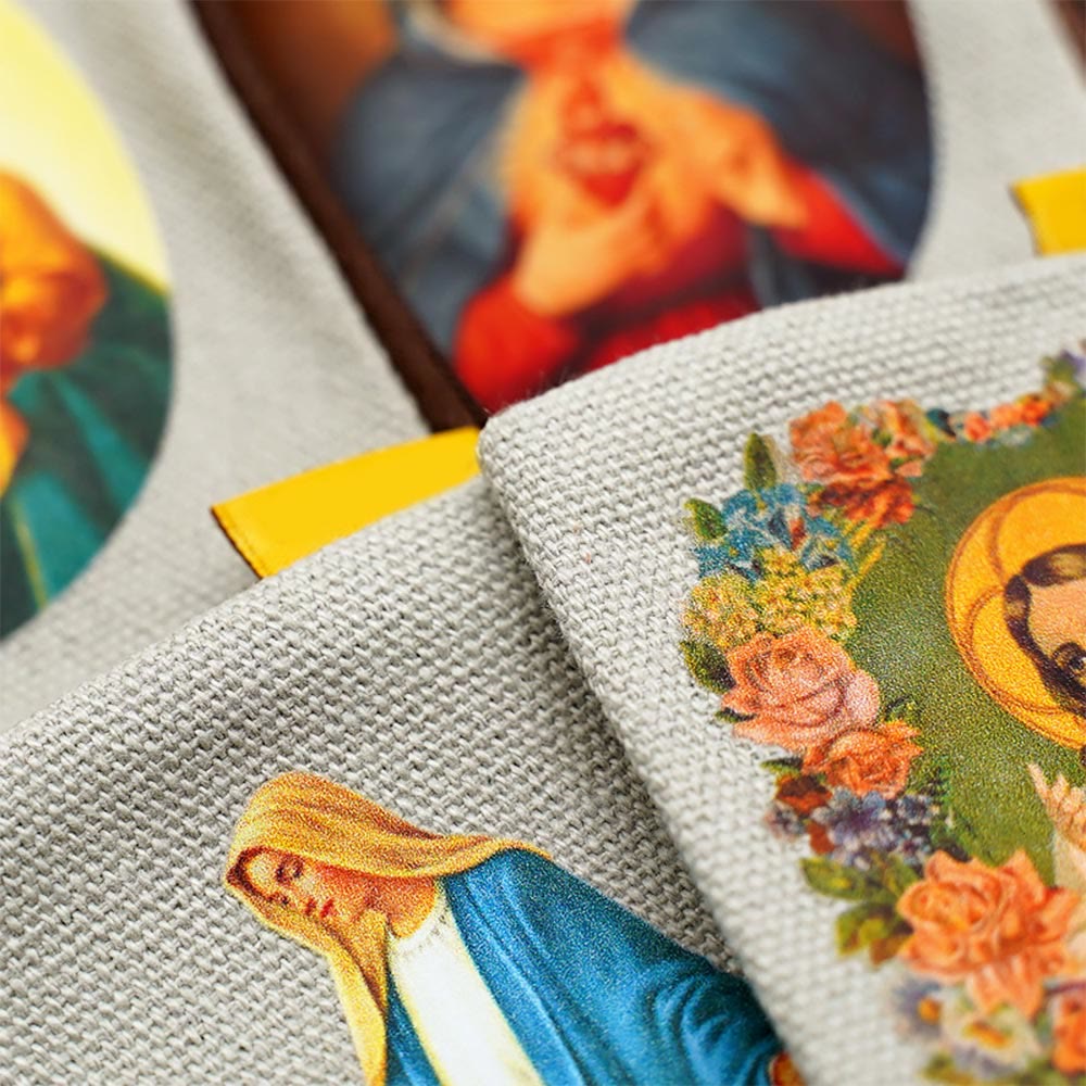 AMUSOUL Retro Classic Style Jesus & Our Lady Colorful Holy Saint Icon Jewelry Pouches Storage Bag